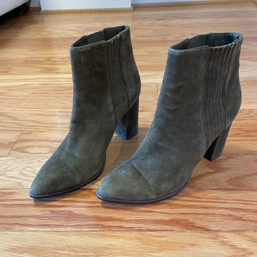 Anthropologie Seychelles Olive Suede Ankle Booties Size 8.5